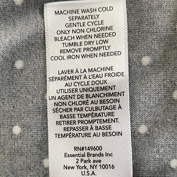 FN by Flora Nikrooz 2 pce Lounging Robe & Pants Polka Dot Print Navy White Sz L - Picture 14 of 15